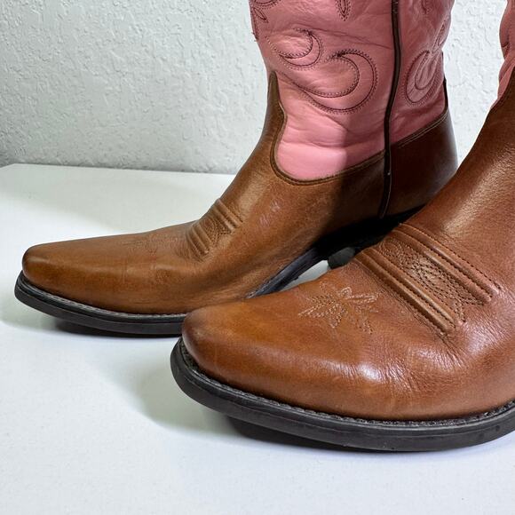 ARIAT Boots 6B Moon Fringe Tassels Cowboy Snipe Toe Cowgirl Rodeo Pink Western - Picture 6 of 12